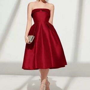 Elegant Strapless Red Dress